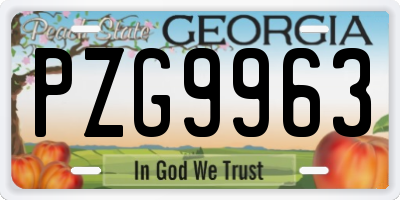 GA license plate PZG9963