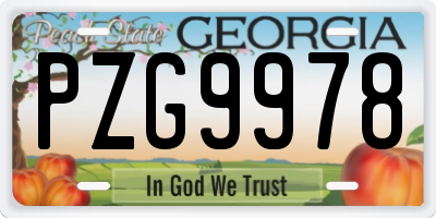 GA license plate PZG9978