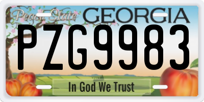 GA license plate PZG9983