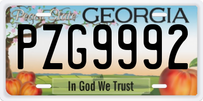 GA license plate PZG9992