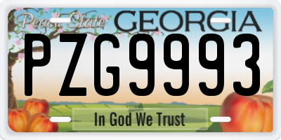 GA license plate PZG9993