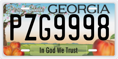 GA license plate PZG9998