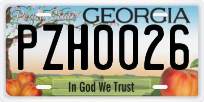 GA license plate PZH0026