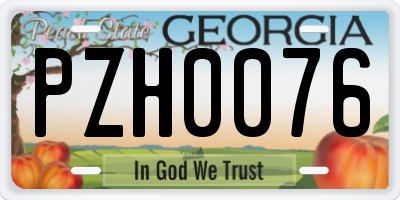 GA license plate PZH0076