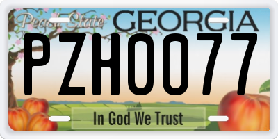 GA license plate PZH0077