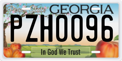 GA license plate PZH0096