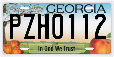 GA license plate PZH0112