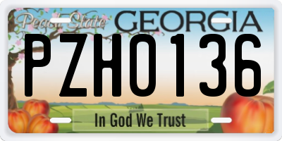 GA license plate PZH0136