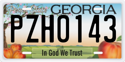 GA license plate PZH0143
