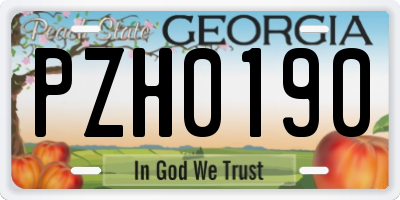 GA license plate PZH0190