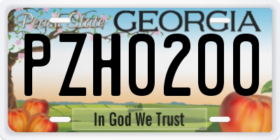 GA license plate PZH0200