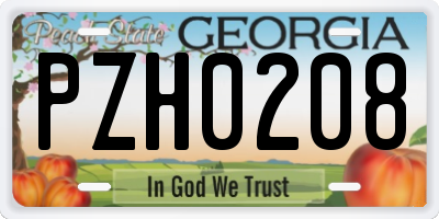 GA license plate PZH0208