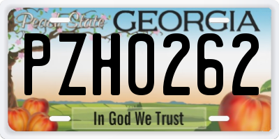 GA license plate PZH0262