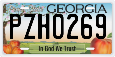 GA license plate PZH0269