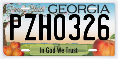 GA license plate PZH0326