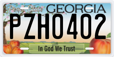 GA license plate PZH0402