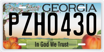 GA license plate PZH0430