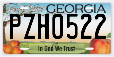 GA license plate PZH0522