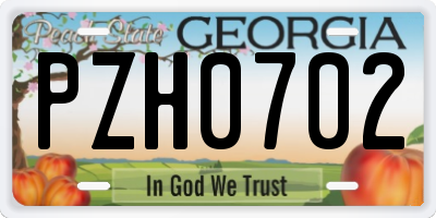 GA license plate PZH0702