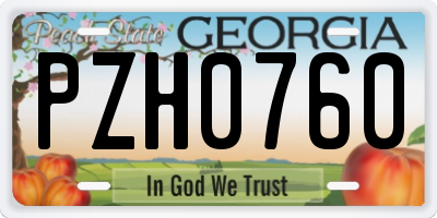 GA license plate PZH0760