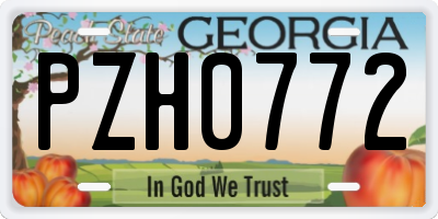 GA license plate PZH0772