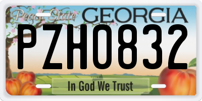 GA license plate PZH0832
