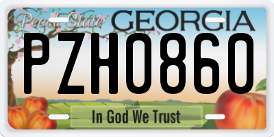GA license plate PZH0860