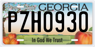 GA license plate PZH0930