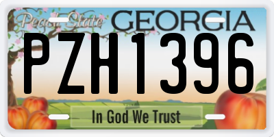GA license plate PZH1396