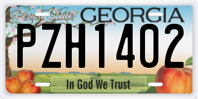 GA license plate PZH1402