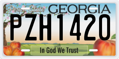 GA license plate PZH1420