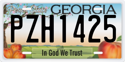 GA license plate PZH1425
