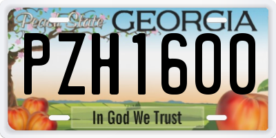 GA license plate PZH1600
