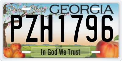 GA license plate PZH1796