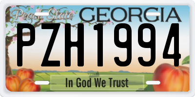 GA license plate PZH1994