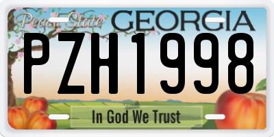 GA license plate PZH1998