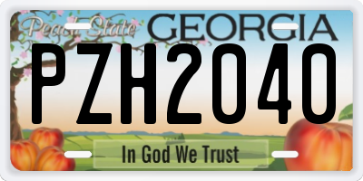 GA license plate PZH2040