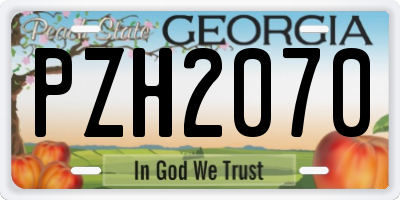 GA license plate PZH2070