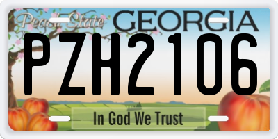 GA license plate PZH2106