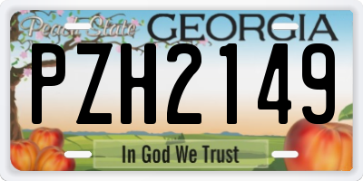 GA license plate PZH2149