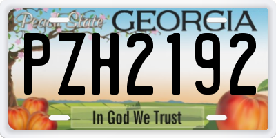 GA license plate PZH2192