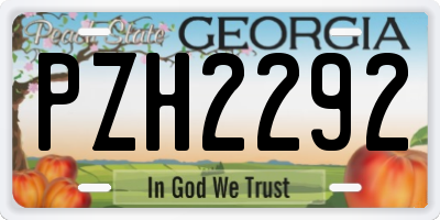 GA license plate PZH2292