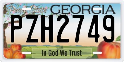 GA license plate PZH2749
