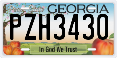 GA license plate PZH3430
