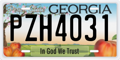 GA license plate PZH4031