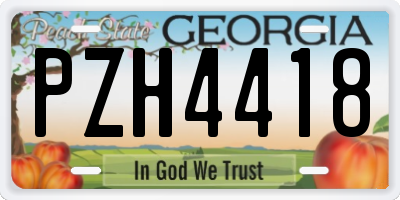 GA license plate PZH4418
