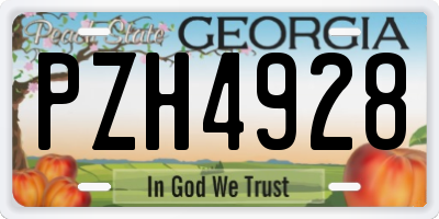 GA license plate PZH4928