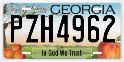 GA license plate PZH4962