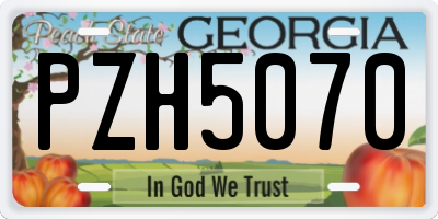 GA license plate PZH5070