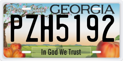 GA license plate PZH5192